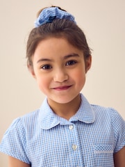 Blue Gingham Rich Belted School Dress With Scrunchie (3-14yrs) - Image 5 of 16