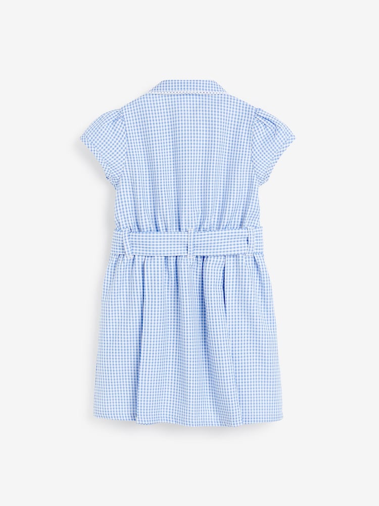 Blátt Gingham - Rich Með belti School Kjóll With Scrunchie (3-14yrs) - Image 9 of 11