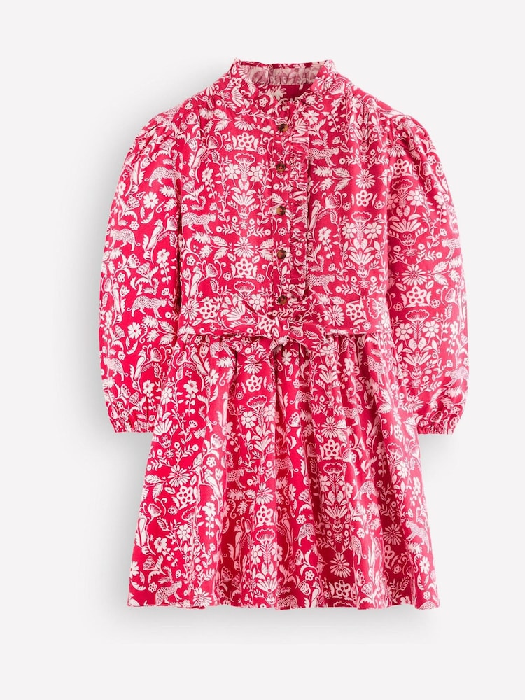 Rosa Jungle Print - Boden Maude Ruffle Shirt Dress - Bilde 1 av 3 Rosa Jungle Print - Boden Maude Ruffle Shirt Dress - Bilde 1 av 3