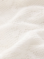 Uredi bež bela cvet - Relaxed Crochet z gumbi po celotni dolžnosti 100% Cotton srajce - Slika 5 iz 7