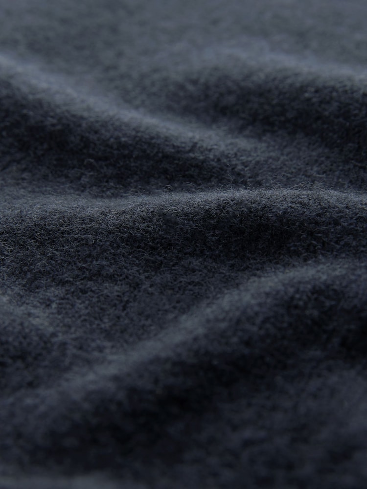 Navy Blue Regular Fit 100% Merino Signature Zip Up Hoodie - Image 10 of 10
