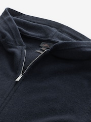 Navy Blue Regular Fit 100% Merino Signature Zip Up Hoodie - Image 9 of 10