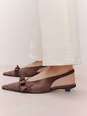 Brown Forever Comfort® Heatseal Slingback Flats - Image 4 of 10