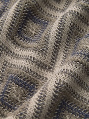 Brown Relaxed Fit Cotton Rich Geometric Pattern Crew Jumper - Image 6 of 6