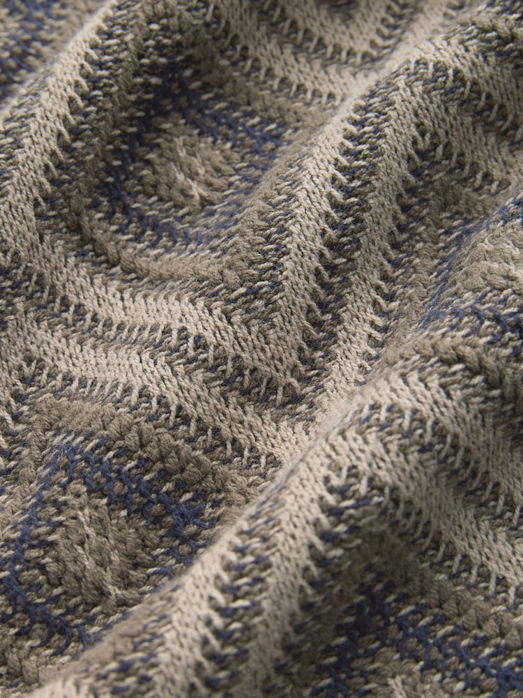 Brown Relaxed Fit Cotton Rich Geometric Pattern Crew Jumper - Image 6 of 6
