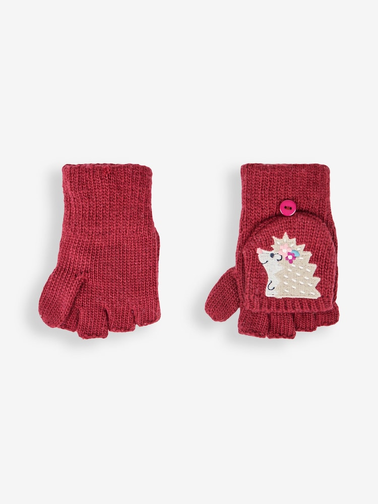 JoJo Maman Bébé Berry Girls' Hedgehog Embroidered Gloves - Image 3 of 4