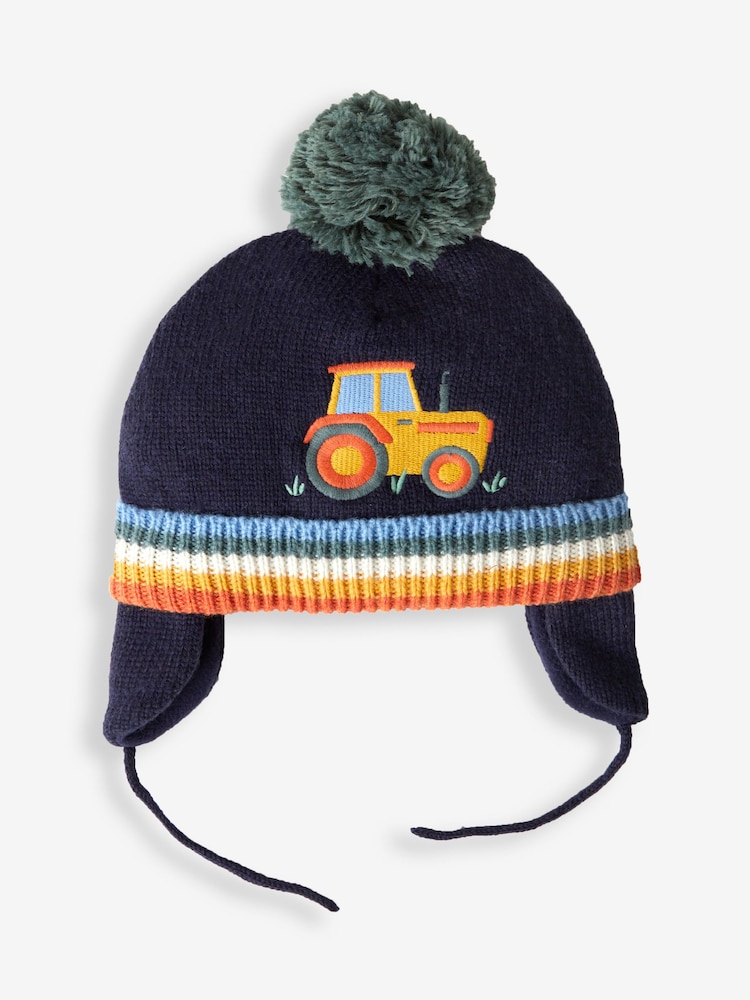 JoJo Maman Bébé Navy Blue Appliqué Bobble Hat - Image 1 of 3