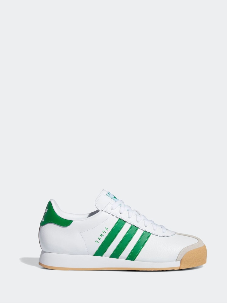 adidas Originals White/Green Samoa Trainers - Image 1 of 9