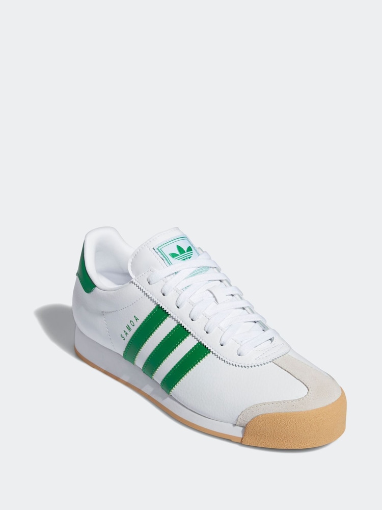 adidas Originals White/Green Samoa Trainers - Image 3 of 9