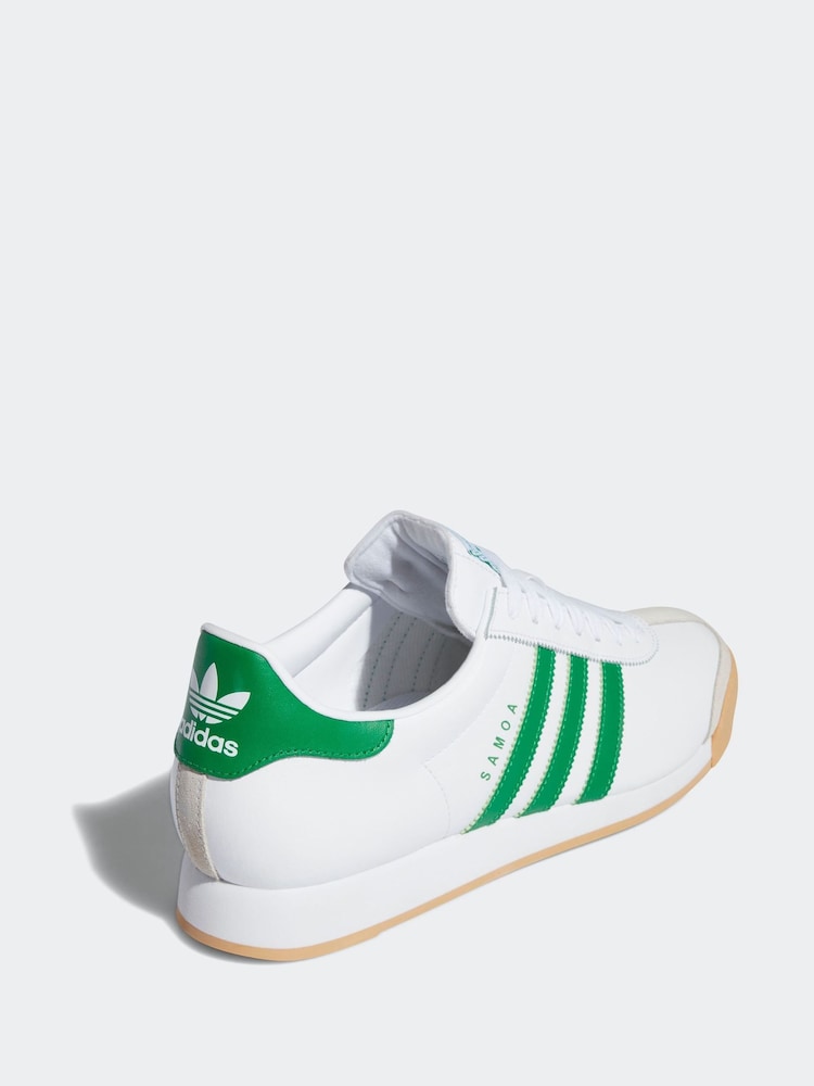 adidas Originals White/Green Samoa Trainers - Image 4 of 9