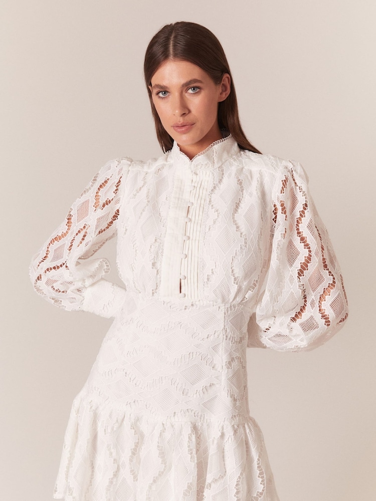 Bardot White Remy White Lace Tiered Mini Dress - Image 1 of 5