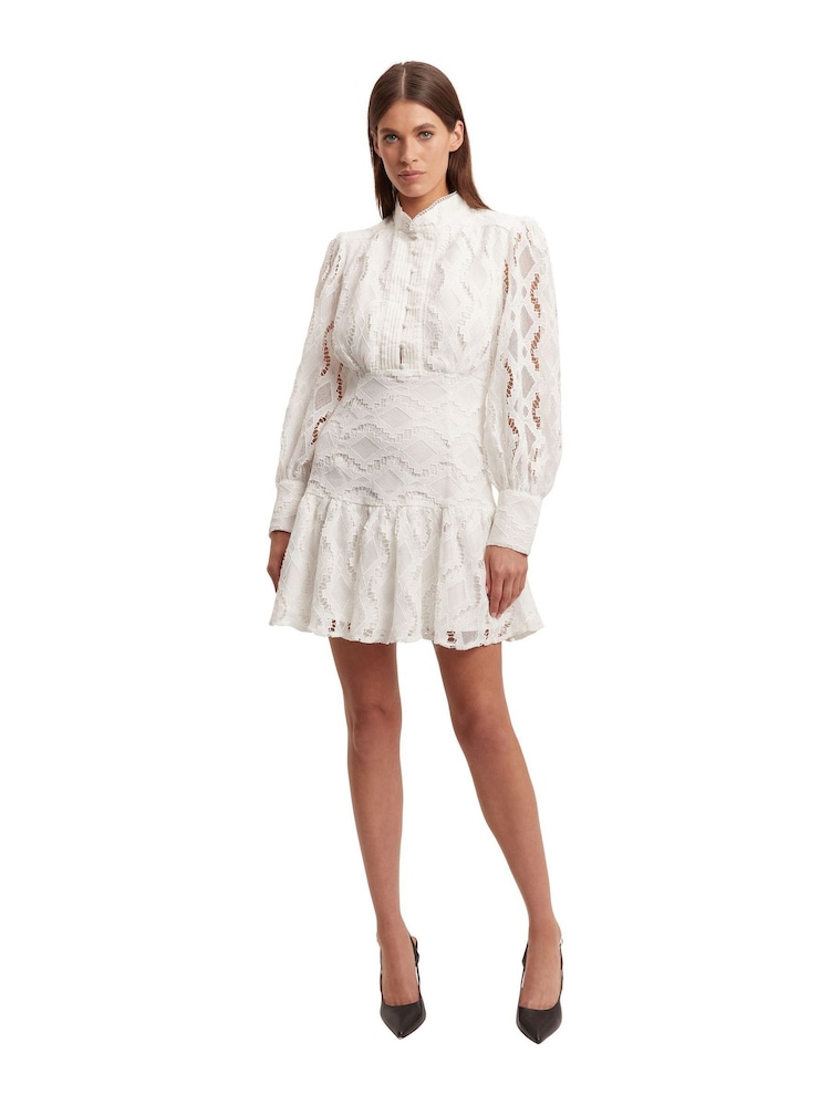 Bardot White Remy White Lace Tiered Mini Dress - Image 2 of 5