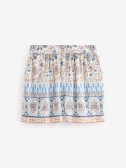 White/Blue Woodblock Elasticated Pull On Shorts - Image 4 of 5