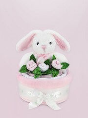 Babyblooms Pink Cake Blanket with Personalised Baby Bunny Soft Toy Gift - Image 1 of 4