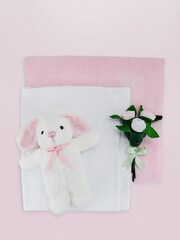 Babyblooms Pink Cake Blanket with Personalised Baby Bunny Soft Toy Gift - Image 3 of 4