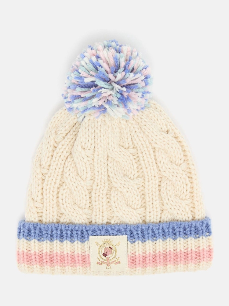 Joules Girls' Hattie Cream Bobble Hat - Image 1 of 3