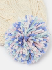 Joules Girls' Hattie Cream Bobble Hat - Image 3 of 3