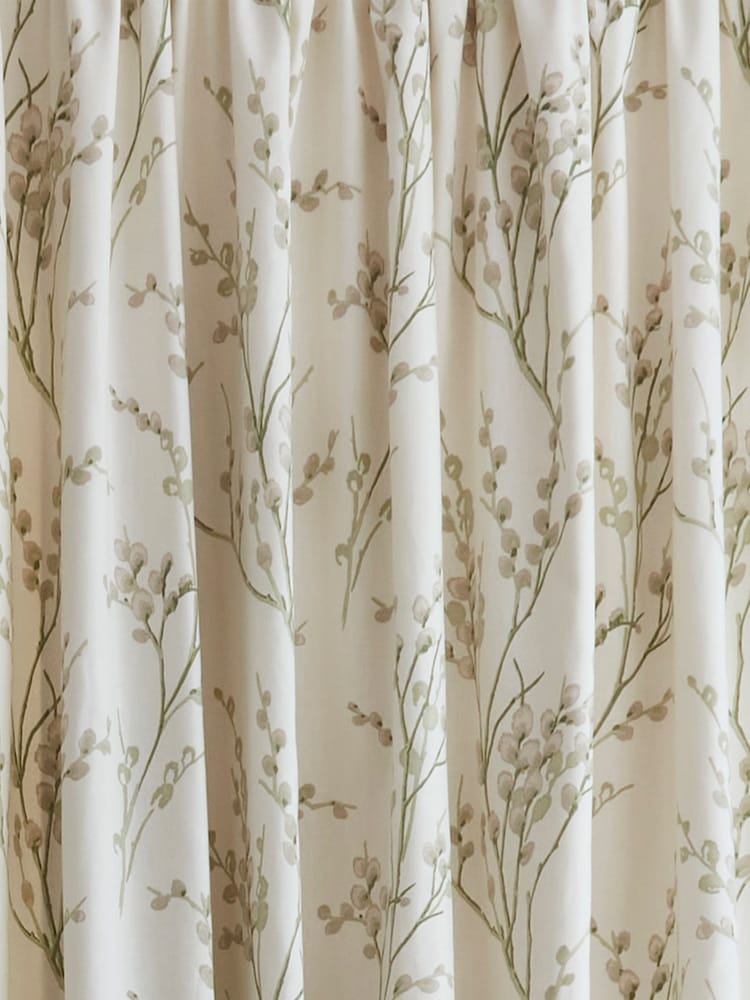 Laura Ashley Hedgerow Green 100% Cotton Pussy Willow Lined Pencil Pleat Curtains - Image 3 of 3