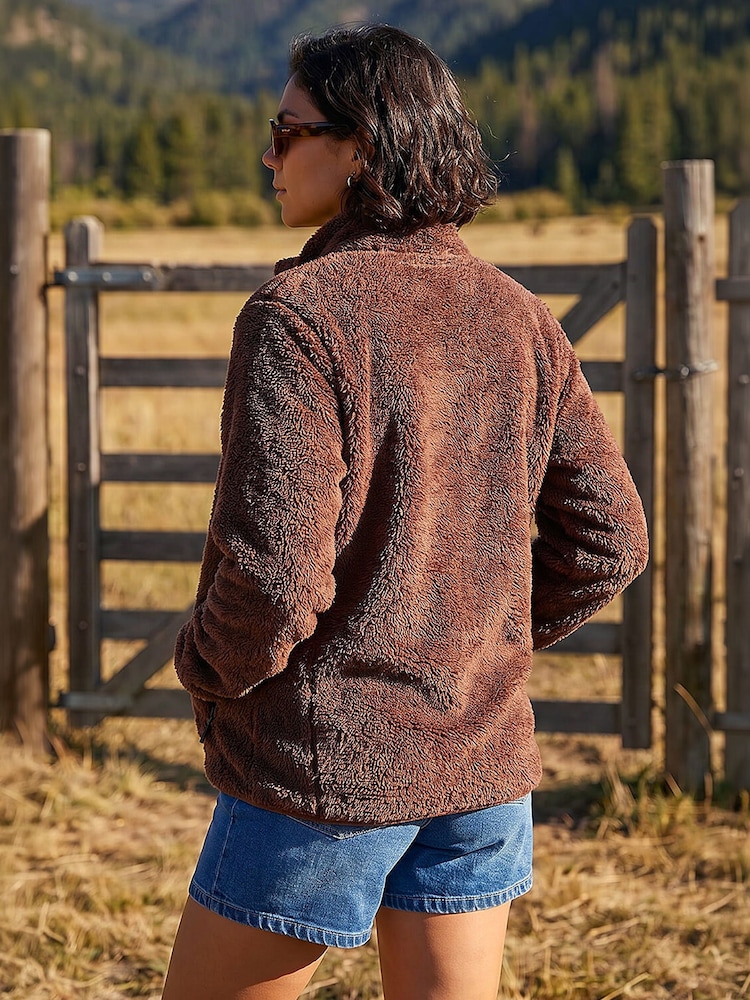 Roman Brown Sherpa Fleece Jacket - Image 2 of 4 Roman Brown Sherpa Fleece Jacket - Image 2 of 4