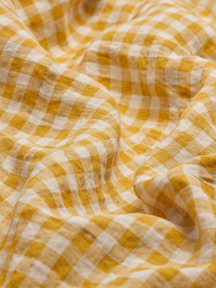 Piglet in Bed Honey Gingham 100% Linen Duvet Cover - Image 2 of 3