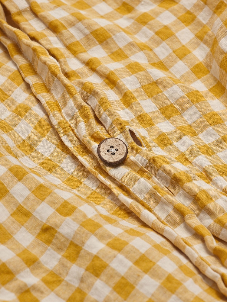 Piglet in Bed Honey Gingham 100% Linen Duvet Cover - Image 3 of 3