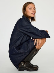Anthropologie Blue Frog-Button Cotton Denim Mini Dress - Image 6 of 6