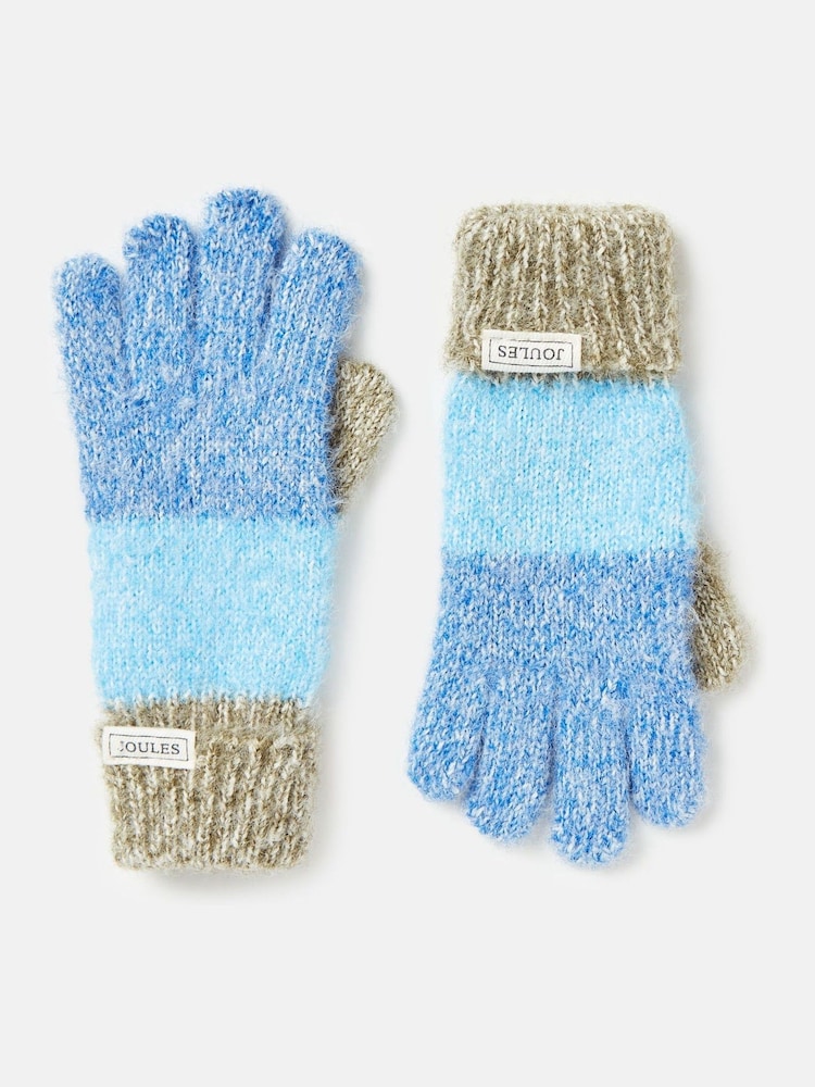 Joules Kids' Wanderer Blue/Navy Knitted Gloves - Image 1 of 3