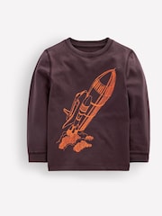Boden Brown Vintage Wash Linear Stitch T-Shirt - Image 1 of 3