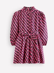 Navy Blue Pansy Floral - Boden Maude Ruffle Shirt Dress - Bilde 1 av 3