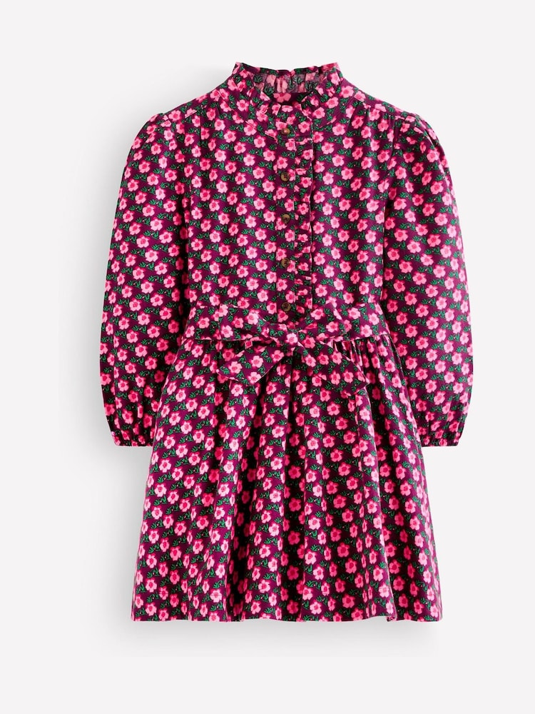 Navy Blue Pansy Floral - Boden Maude Ruffle Shirt Dress - Bilde 1 av 3