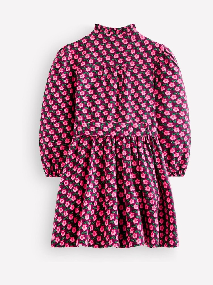 Navy Blue Pansy Floral - Boden Maude Ruffle Shirt Dress - Bilde 2 av 3