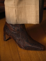 Russell & Bromley Brown Snake Malpas High Ankle Heeled Boots - Image 2 of 5
