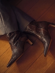 Russell & Bromley Brown Snake Malpas High Ankle Heeled Boots - Image 4 of 5
