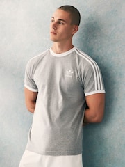 adidas Grey Adicolor Classics 3-Stripes 100% Cotton T-Shirt - Image 1 of 5
