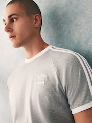 adidas Grey Adicolor Classics 3-Stripes 100% Cotton T-Shirt - Image 4 of 5