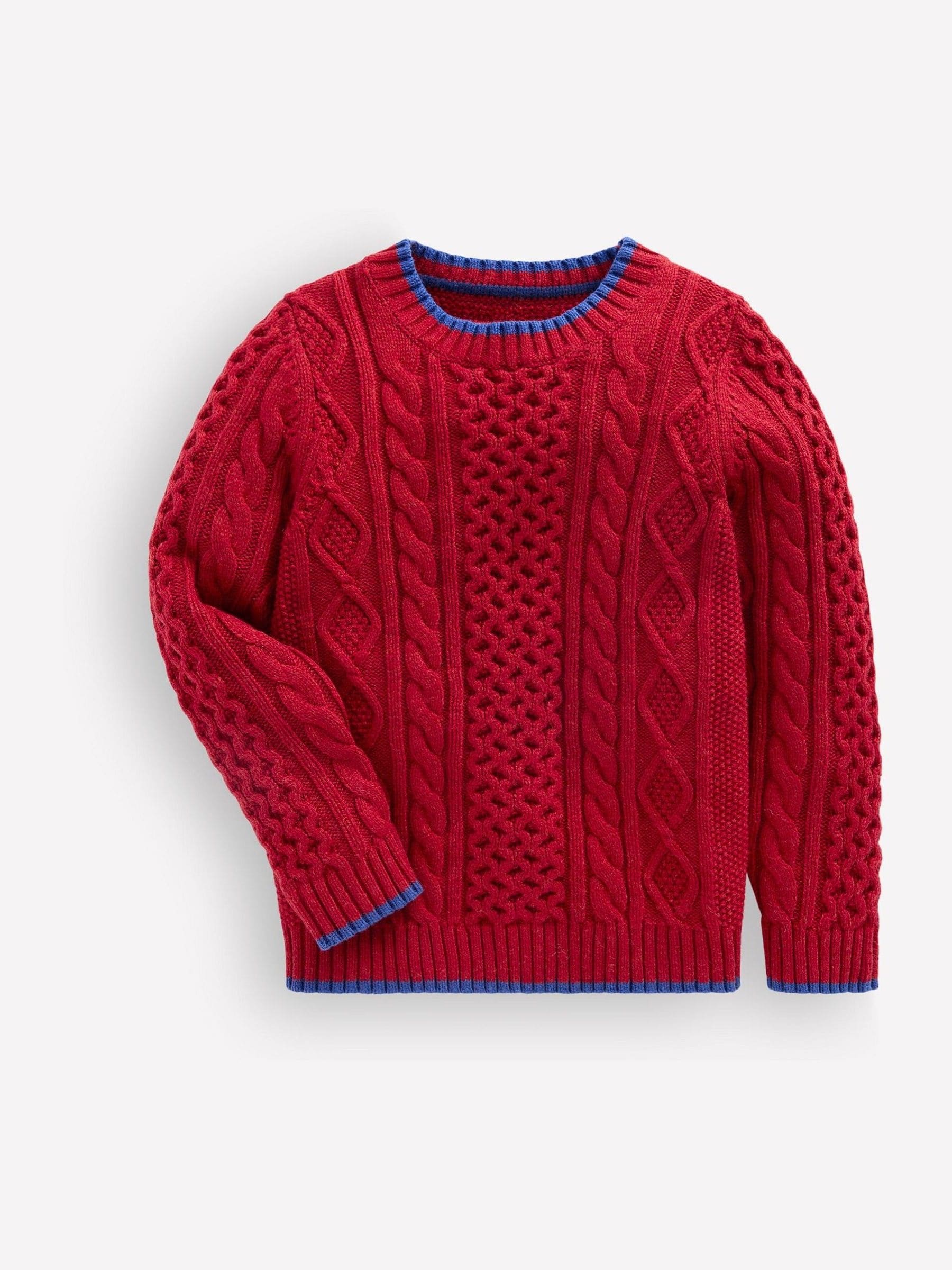 Boden Men's Red Heritage Cable Jumper