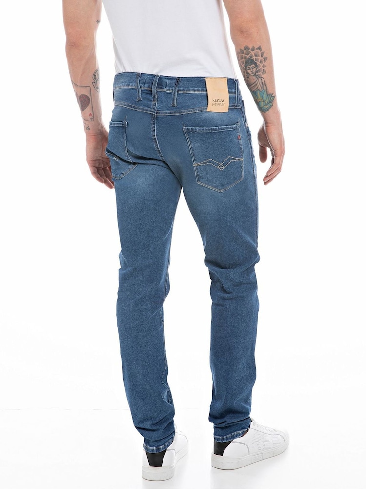 Replay Mid Blue HFX Anbass Hyperflex Slim Fit Jeans - Image 2 of 2 Replay Mid Blue HFX Anbass Hyperflex Slim Fit Jeans - Image 2 of 2