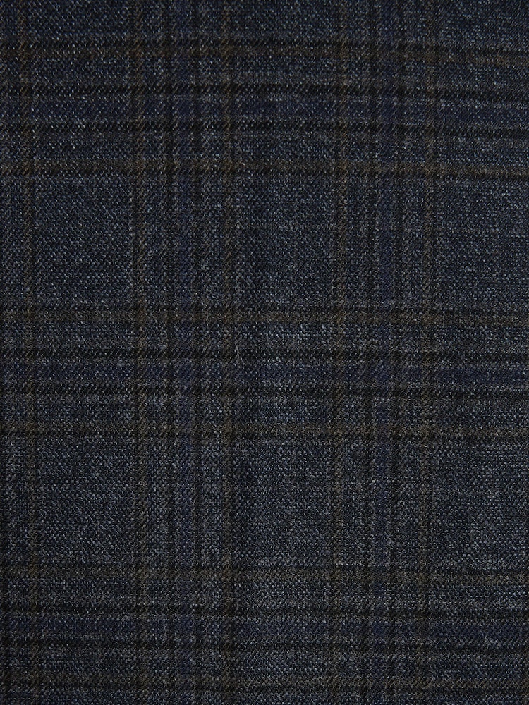 Navy Blue Slim Fit Trimmed Check Suit: Trousers - Image 7 of 7