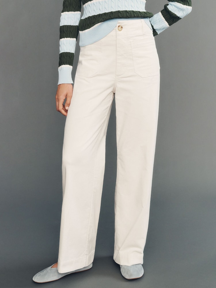 Anthropologie Cream Maeve Colette Full-Length Wide-Leg Trousers - Image 2 of 5 Anthropologie Cream Maeve Colette Full-Length Wide-Leg Trousers - Image 2 of 5