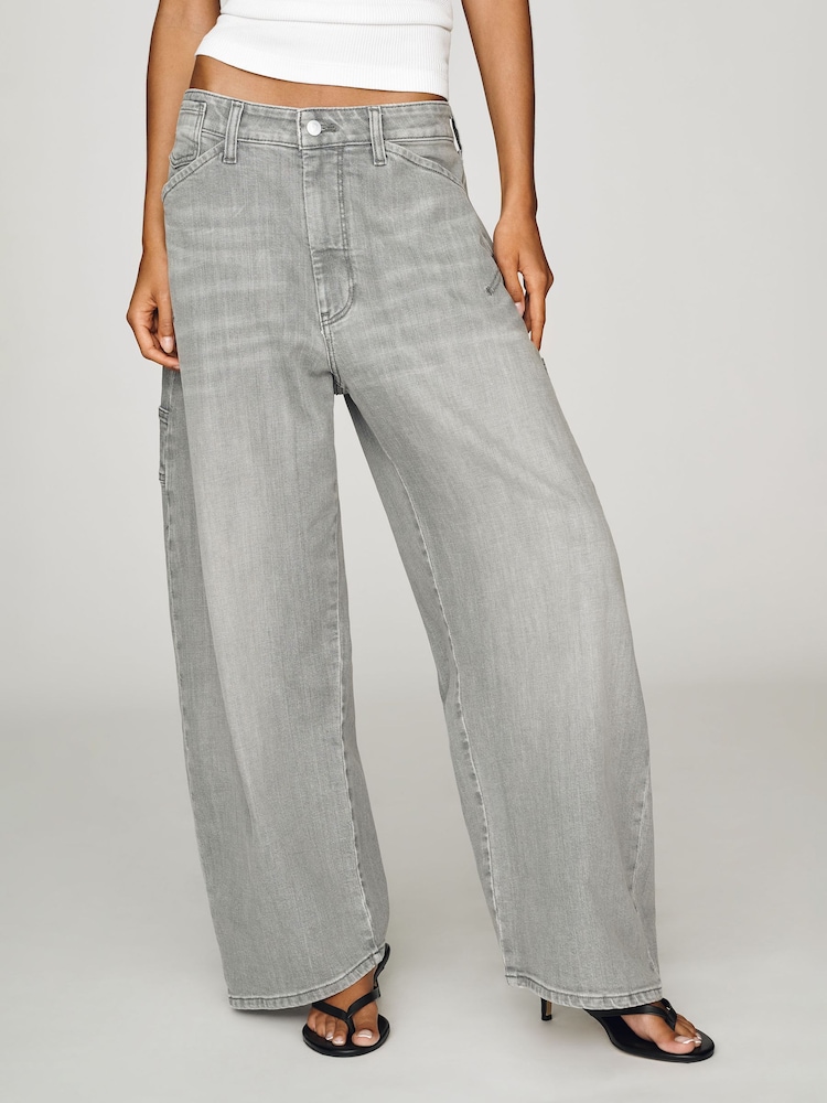 Anthropologie Grey Pilcro Kayden High Rise Barrel Jeans - Image 2 of 4 Anthropologie Grey Pilcro Kayden High Rise Barrel Jeans - Image 2 of 4
