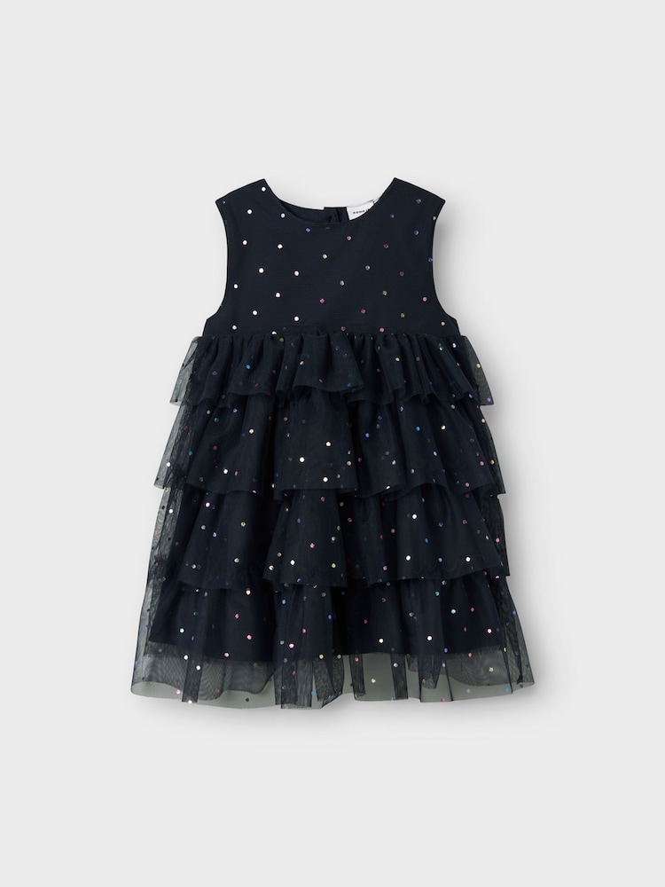 Name It Blue Sequin Occasion Dress With Cardigan - Image 2 of 5