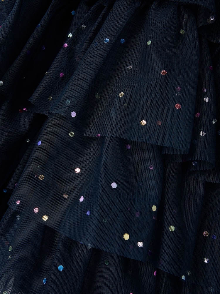 Name It Blue Sequin Occasion Dress With Cardigan - Image 5 of 5