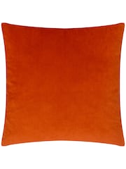 Riva Paoletti Teal Blue/Rust Orange Palm Grove Velvet Polyester Filled Cushion - Image 2 of 5