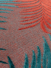 Riva Paoletti Teal Blue/Rust Orange Palm Grove Velvet Polyester Filled Cushion - Image 4 of 5