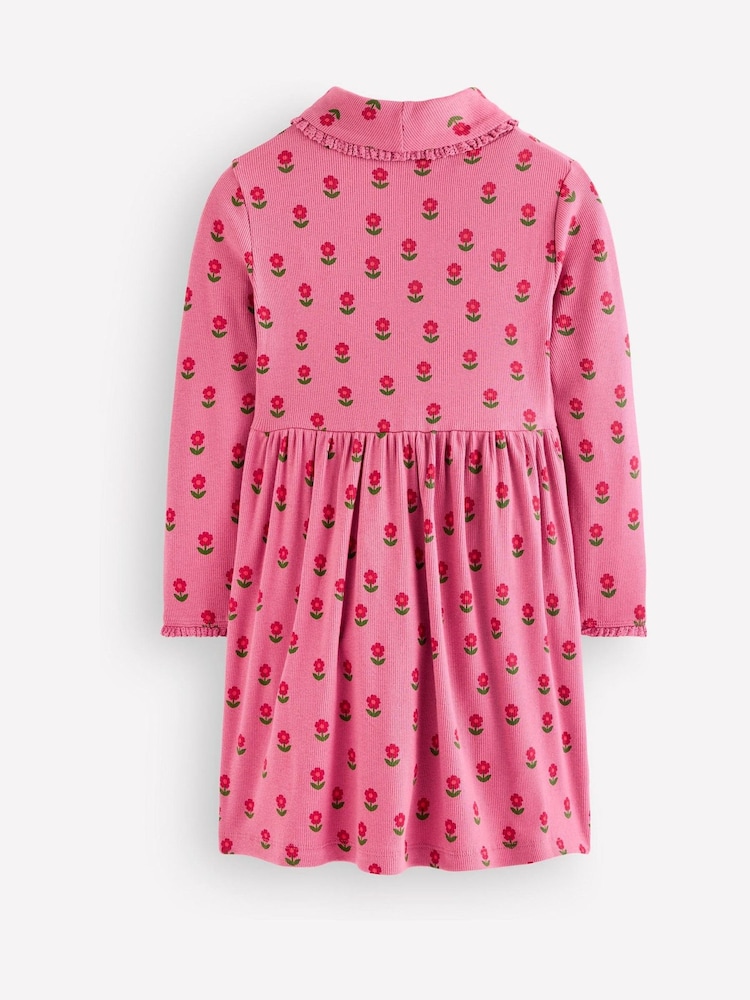 Rosa Blomstrete  - Boden High Neck Ribbed Dress - Bilde 2 av 3
