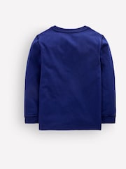 Boden Blue Vintage Wash Linear Stitch T-Shirt - Image 2 of 3