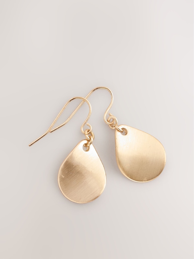 Gold Tone Petal Drop Earrings - Image 2 of 3 Gold Tone Petal Drop Earrings - Image 2 of 3
