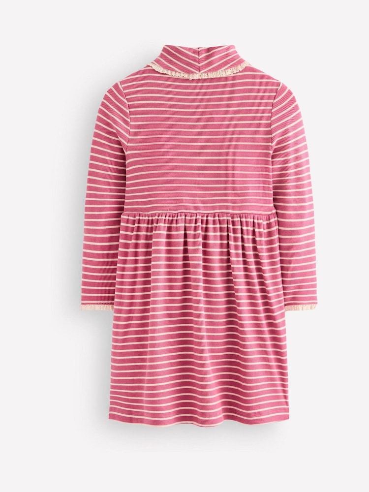 Rosa Stripete - Boden High Neck Ribbed Dress - Bilde 2 av 3