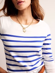 Boden Blue White Ella 100% Cotton Long Sleeve Breton T-Shirt - Image 2 of 6