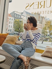 Boden Blue White Ella 100% Cotton Long Sleeve Breton T-Shirt - Image 5 of 6
